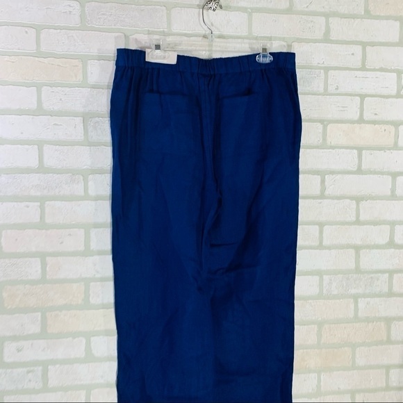 Chico’s NWT Linen Elastic Straight Leg Pull on Pants in Eclipse Blue Size 2T - Picture 8 of 11